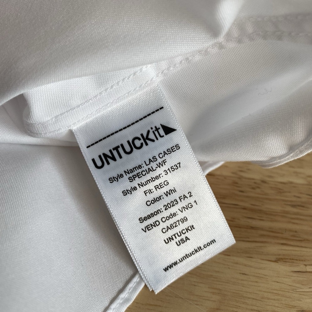 UNTUCKit Shirt Men's 3XL Long Sleeve Button Up Wrinkle Free Las Cases White - Picture 13 of 16